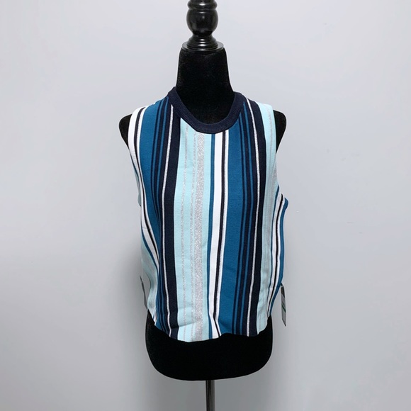 NWT Rachel Rachel Roy Metallic Striped Tank - L - Picture 3 of 5